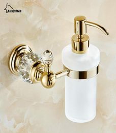 Europe Brass Crystal Liquid Soap Dispenser Antique Frosted Glass Container Bottle With Silver Finish Bathroom Products zy10 Y200406886378