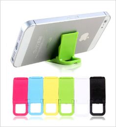 whole Candy Colour Cell Phone Holder Bracket Mini Plastic Folding Dual Lazy Support Mobile Phone Mounts Universal Bracket1547579