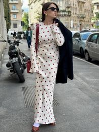 Casual Dresses 2024 High Street Floral Print Long For Women Fashion Elegant O-neck Flare Sleeve Waist Tunics Evening Party Dress