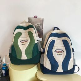 School Bags Panelled Backpack Fashion Luxury Unisex Laptop Large Capacity Cool For Teenage Girls Women Embroidery 240103