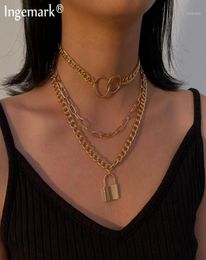 Multilayer Lock Chain Necklace Pendants Women Men Punk Chunky Thick Choker Necklaces Jewelry Neck Aesthetic Accessories12226223
