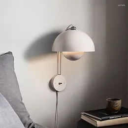 Wall Lamp Modern LED Flower Bud Light Mushroom Sconces Creative Macaron Switch Bedside Night Bedroom Lighting Fixture