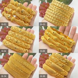 Dubai Bangles For Women Middle East Gold Colour Bangle Ethiopian Saudi Arab Bracelet Wedding Bride Jewelery African Birthday Gift 240103