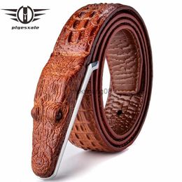 Belts Plyesxale Brand Mens Belts Luxury Leather Designer Belt Men High Quality Ceinture Homme Crocodile Cinturones Hombre 2023 B2