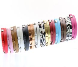 New 14 Colours 10pcs PU Leather 8mm Wide 9cm 32cm Length Wristband Fit For Perfume Aroma Diffuser Locket Bracelet Floating Locket7316248