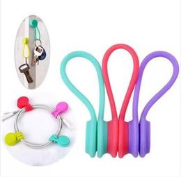Multifunction Management Silicone Earphone Headphone Cord Winder USB Cable Holder Strap Magnetic Organizer Gather Clips Colorfu op9009301