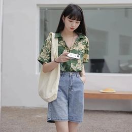 Dresses Vintage Flower Print Short Sleeve TShirt Chiffon Tops 2022 Summer Chic Loose Casual Cheap And Pretty Blouses Free Shipping