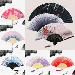 Decorative Figurines Vintage Style Silk Folding Fan Chinese Japanese Bamboo Home Decoration Ornaments Dance Hand Art Craft Gifts