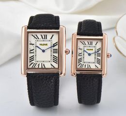 Couple Mens Women Beautiful Elegant Fashion Men's and Women's watches Black Brown Genuine Leather Strap Imported Quartz Movement Waterproof Wristwatch Gifts