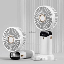 Electric Fans Cooling Fan Digital Display Powerful Wind Handhold Mini Electric Fan 4000mAh USB Fan Portable Air Conditioning Mute Cooler Fans YQ240104