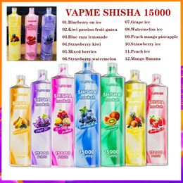 Original VAPME SHISHA Hookah 15000 15K Puffs Disposable Vape 0.6ohm Coil 650mAh Rechargeable Battery 25ml Prefilled Pod 12 Flavours E Cigarettes 12K 9K 7K 600 2500