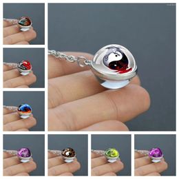 Pendant Necklaces Yin Yang Dragon Men's Necklace Double Side Glass Ball Alloy Chains Fashion Gifts For Boys Men