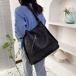 School Bags Single Shoulder Bag Multi Purpose Deformable Backpack Women's Soft Leather Versatile Large Capacity Dual