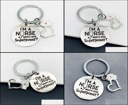 Keychains Fashion Accessories 10Pc Stainless Steel Charm Women Bag Key Ring Holder Jewellery Im A Nurse Pendant Keychain Hospital Da8331850