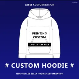 Men's Hoodies Hip Hop Harajuku Custom Hoodie Vintage Cotton Street Dress Pullover Personalized Pattern Print 380G Washed