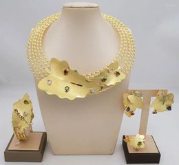 Necklace Earrings Set Women Ring Bracelet Jewellery Brazil Gold Plated Luxury Nigeria Dubai