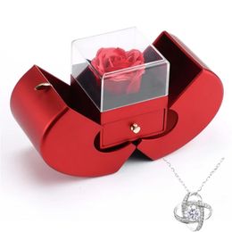 925 Sterling Silver Zircon Clover Necklace Wedding Pendant Valentine's Day Gift with Apple Box Women's Jewellery Used as Her Gift 240104