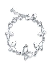 Butterfly Bracelet sterling silver pted bracelet SPB555;high quatity fashion men and women 925 silver Charm Bracelets9237118