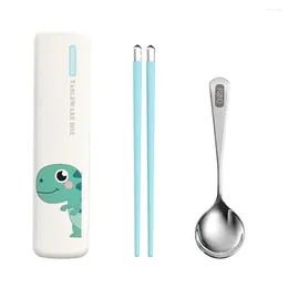 Dinnerware Sets Easy To Store Portable Tableware One Piece Anti-rust Convenient Cute Handle Spoons And Chopsticks Kitchen Accessories