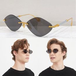 Summer Runway Style THE SKYLINE Sunglasses Men Women With Frameless Diamond Shaped Lenses Metal White Legs Outdoor Travel Sunglasses With Box