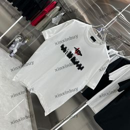 xinxinbuy 2024 Men designer Tee t shirt Paris Letter embroidery Crew Neck short sleeve cotton women Black Grey red XS-3XL
