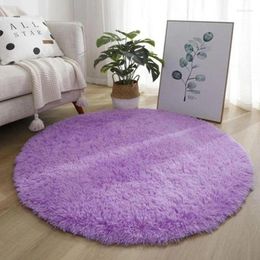 Carpets 40/60cm Round Soft Plush Candy Carpet Bedroom Living Room Floor White Home Mat Bedside