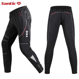 Santic Men's Winter Cycling Pants Keep Warm Fleece Outdoor Casual Windproof Outdoor Bike Pants 240104