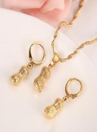 Earrings Necklace Gold Dubai India Peanut Vintage Dangle Jewelry Sets For Women Girls Party Jewellery Bridal Accessories Kids7264453