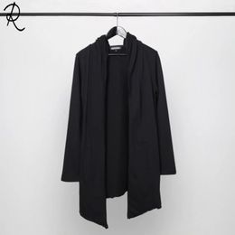 Hoodie man Slim midlength Cardigan Black Cape Cloak jacket 240103