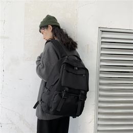 Black Canvas Trend Female Backpack Fashion Women Waterproof Large School Bag Teenage Girls Student Shoulder Bags 240103