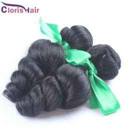 Wefts New Arrival Loose Wave Human Hair Extensions Unprocessed Raw Virgin Indian Loose Curls Hair Weave Cheap Wavy Double Weft 2 Bundles