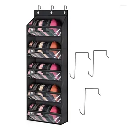 Storage Bags Clear Deep Pockets Hat Organiser For Closet Or Wall Baseball Caps With 3 Hooks Display