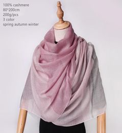 Scarves Naizaiga 100 Cashmere 80200cm Striped Yarndyed Pink Light Blue Beige Grey Women Winter Scarf SN2129487345