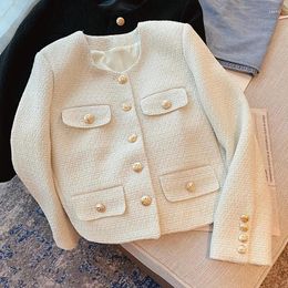 Women's Jackets High Quality Short Woolen Coat Autumn Winter Korean Fashion Tweed Elegant Retro Female OL Outwear Jacket