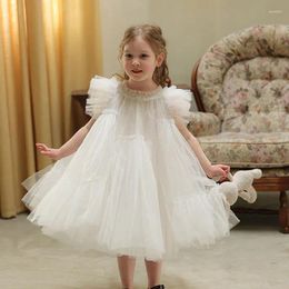 Girl Dresses 2024 Summer Baby Princess Dress For Kids Tulle Wedding Party White Mesh Girls Ball Gown Casual Children Costume