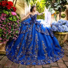 Royal Blue Quinceanera Dress 2024 Vestidos De 16 Lace Appliques Crystal Sweetheart Princess Sweet vestidos de 15 Birthday Ball Gown