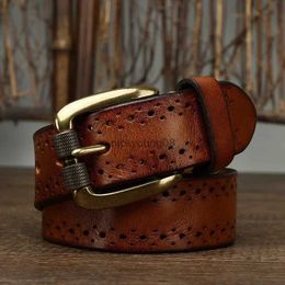 Belts 2023 Fashion Men's Belt Genuine Leather Pure Cowhide Pin Buckle Vintage Belt for Trap Male Jeans for Man Luxury Designer