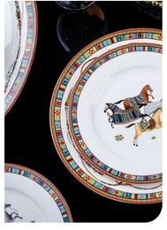 Top Oriental Horse Tableware Bowl and Plates Set Ceramic Household Light Luxury Dishes and Bowls of Bone China Chopsticks Gift European Style Bowl