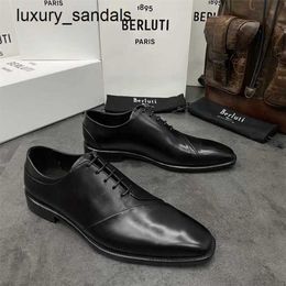 Berluti Mens Dress Shoes Leather Shoes Berlutibruti Mens Shoes Formal Business Leather Shoes Trendy and Versatile Oxford Rj