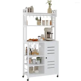 Kitchen Storage Microwave Stand With Power Outlets Spoon Holder For And Organization Coffee Station Cabinets 10 S-Hooks