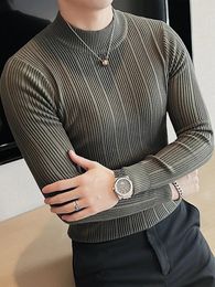 Men's Sweaters Autumn And Winter Half High Collar Quality Sweater Knitwear Pullover Soft Warm Knitted C19