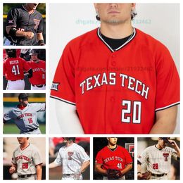 Baseball Jersey Texas Tech TTU College Mens Women Youth Kids All stitched 34 Zane Petty 38 Jacob Rogers 42 Kyle Robinson 43 Brendan Lysik 45 Derek Bridges