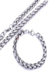 2403903985039039 Pure 316L Stainless Steel Silver HUGE 6mm wide wheat Rope chain link Chain Necklace Bracelet Mens8585580