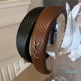 Designer PU Leather Headbands Girls Hair Hoops Gold Letter Women Designer Hairband Headwear Fashion