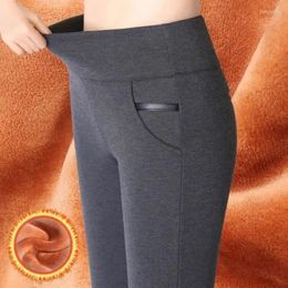 Women's Pants Woman Pant Leggings Fleece Pencil OL Elegance Korean Style Warm High Waist Stretch Solid Skinny Slim Office Lady Trousers