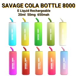 E Cigarette Savage Cola Bottle puff 8000 vape disposable puff bar Eletronic Cigarette 20ml Prefilled 650mAh Rechargeable 50mg vs puff 9000 Einweg Crystal vape