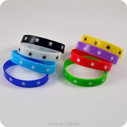 Bangle 50x Fivepointed star Pentagram Rock silicone bracelet bangle wristband anime cartoon Jewellery Children Part Gift