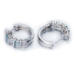 Huggie GESIDE Aquamarine and White Topaz Rhodium Over Sterling Silver Earrings. rainbow small hoop boho wedding Jewellery orange
