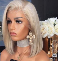 Natural Hairline Blonde Color Short Bob Wigs Synthetic Lace Front Wig Straight Hair 12 Inch Lace Wigs For Women Heat Resistant 1720694