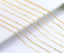 Genuine 14k Gold Colour Necklace For Women Water Wave Chain Bone starry 18 inches Pendant Fine Jewellery 220216277R1362570